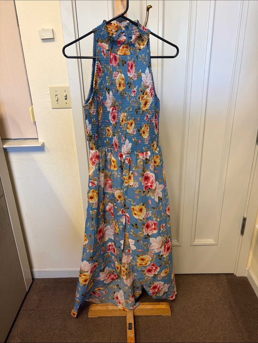 VENUS Light Blue Floral Halter Maxi Dress